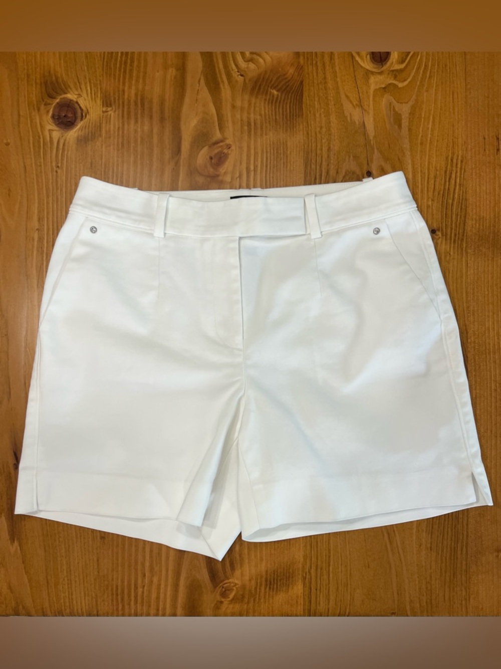 White House Black Market 5" Shorts, Women's 2, White Rhinestone Detail,